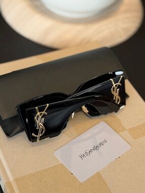 YSL Glossy Black Square Frame Sunglasses